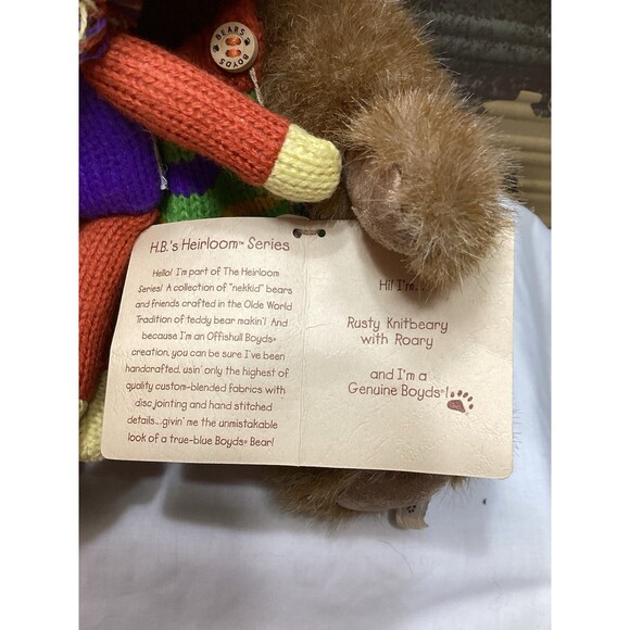 Boyds Bear Teddy Bear & Lion Stuffed Toy Plush Rusty Knitbeary With Roary 2009 - Picture 3 of 13